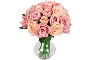 Famibay Ramo de Fores Rosas Artificiales Seda 2 Piezas Rosas Ramo de Novia para Hogar Boda Centro de Mesa Decoración