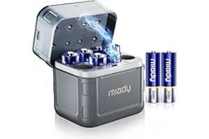 Miady Lithium AA Rechargeable Batteries 8 Pack with Fast Charger, 3000mWh 1.5V Output Double A Battery Low Self-discharge with Integrated Charing Storage Box