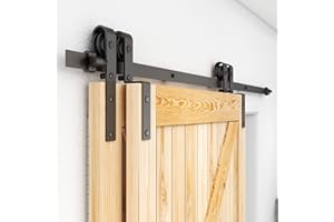 ETIASQSA 228CM/7.5FT Bypass Quincaillerie De Porte Coulissante Kit Porte Coulissante Rail pour système de quincaillerie à double porte