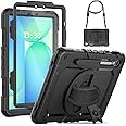 SEYMCY Case for Samsung Galaxy Tab S10 FE / S9 FE 10.9 inch 2025/2023, Full-body Shockproof with Screen Protector, Rotating Hand Strap & Stand, Shoulder Strap for Samsung S10/S9 Fe Tablet, Black