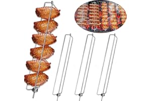 AONAT 4 Piezas Clamping Wing Rails for Grilling Chicken Wings, Rieles de Alas de Tenedor de Barbacoa,Alitas de Pollo Tenedor BBQ, Barbacoa Parrilla Conjunto de Herramientas,Picnic al Aire Camping Barbacoa