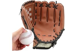 AIPWERER Gant de Baseball，Souple Gants de Softball Réglable PU Cuir Gant Catcher Entraînement et Baseball Compétition Baseball Main Gauche Mitaine et Une Baseball pour Jeunes Adultes