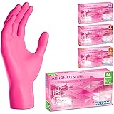 ARNOMED guanti monouso rosa, guanti in nitrile M, guanti monouso nitrile 100 pezzi/confezione, guanti in nitrile senza polver