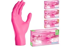 100x ARNOMED® Guantes nitrilo talla M Rosa, Guantes desechables quirurgicos y laboratorio, Luvas nitrilo descartaveis sin polvo y látex, Manoplas nitrilo en XS, S, M, L, XL, XXL