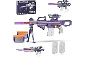KAMASO Automatic Toy Gun for Nerf Gun Sniper Rifle, 100+ Style Foam Blaster with Scope, 2 Magazines, 50 Darts, for Kids Age 6-12 Years Gifts for Boys Birthday Christmas Halloween