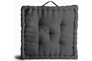 SK MERCHANDISE 100% Cotton Covered Booster Cushion Thick Seat Pads Adults Chair/Armchair/Garden Chair (Charcoal)