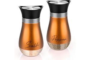 Dorblely Salière et Poivrière Set, 120ml Acier Inoxydable Poivriere, Saliere en Verre, Pots à épices, pour La Maison ou La Cuisine, Épices, Restaurant - Brown