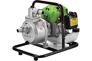 SYNERGY PROFESSIONAL LIFE Synergy Motobomba de Gasolina Profesional 2T – Motor 52cc 1,95CV – Caudal 8.000L/h, Altura 24m, Succión 7m, Paso 25mm – Ligera, Compacta y Resistente – Ideal para Riego y Drenaje