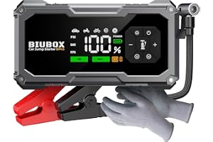 BIUBOX 8500A Portable Car Jump Starter with Air Compressor 12V Booster | For 12V All Gas & 9.0L Diesel, Heavy Duty Boost for Car, SUV, Truck & 4x4, Spark-Free Safety & 150PSI Auto-Off Tire Inflator