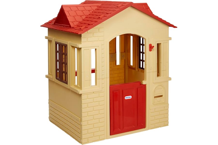 little tikes Cape Cottage Playhouse - With Working Doors, Windows & Shutters - Interactive - Active Play Promotes Physical Development - Indoor or Outdoor Use - Tan