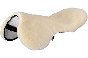 ‎WERNER CHRIST Werner Christ Sattelsitzbezug Englisch aus echtem Lammfell für komfortabel gepolstertes Reiten, Gr. Pony und Warmblut für Pferde-Sattel 14,5 – 15,5“ und 15,5-17,5“, Fell in Natur, schwarz & braun
