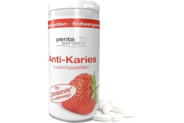 PentaSense® - Xylit Anti Karies Läskande tabletter med smak av jordgubbar som bekämpar plack och syra, hjälper till att bevara tandemaljen - 150 stycken