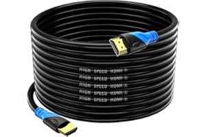 Cable HDMI 4K/60HZ 20m-Rommisie (HDMI 2.0,18Gbps) Conectores chapados en oro de ultra alta velocidad, Retorno de audio Ethernet, Video 4K, FullHD1080p 3D Compatible con Xbox Playstation Arc PS PC HDTV