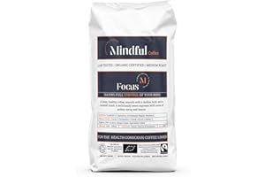 Mindful Coffee - Focus 500g| Organic Clean Ground Coffee| Lab Tested - Mycotoxin Free| Freshly Roasted |Single Origin Speciality|Cafetiere Grind