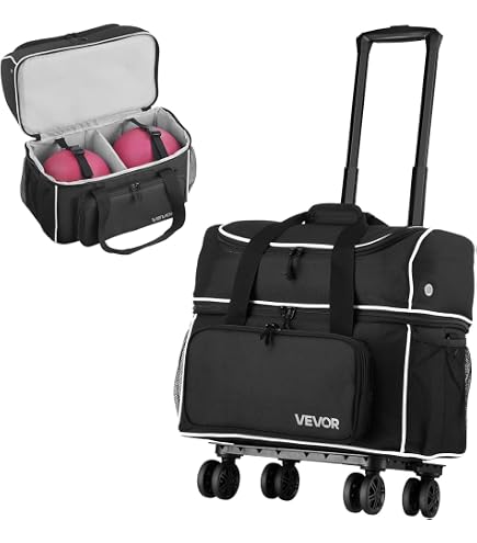 EMAX Roto Grip All Star Double Tote – Bowlingtasche Für 2 Bälle, Schuhe (bis Größe 45) & Zubehör, Mit Sichtfenster Und Schultergurt