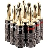 FosPower - Banana Speaker Connector &ndash; Banana Connectors for Speaker Cable: 24K Gold Plated &ndash; 5 Pair/10 Pieces &ndash; 2 Colours: Wh
