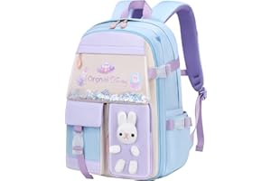 LANSHIYA Kawaii Backpack for School Girls Bunny Backpack Kids Casual Bookbag Cute Outdoor Daypack