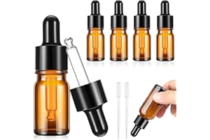 BSTDAYEVER Pipettenflasche 5Stk 3ml Tropfflasche Anti Schock Apothekerflasche Pipette Korrosionsbeständig Flasche mit Pipette Wiederverwendbar 4.8×1.5cm Für Ätherisches Öl Aromatherapie Massage