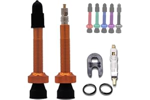 SOLIGAR Vanne Tubeless pour VTT 40 mm (2 pièces)-Vélos de route sans chambre avec Obus amovible - Remplissage facile de liquide anti-crevaison - Noyaux de valve Presta (Naranja)