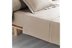 Douceur d'Intérieur Percaline Bettlaken für 2 Personen, Baumwolle Perkal, Natur, 240 x 300 cm