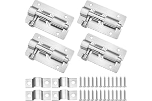 MZOLIFE 4 Stück Edelstahl-Türverschlüsse mit 24 Schrauben, Schiebeschloss-Türriegel für Gartentor, Badezimmer, Schuppen, Toilette, Riegel (2 Zoll)