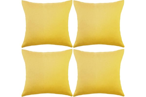Lot de 4 Housses de Coussin carrées décoratives et imperméables avec revêtement en polyuréthane pour extérieur, terrasse, Balcon, Jardin, canapé, Tente, 45 x 45 cm, Jaune doré