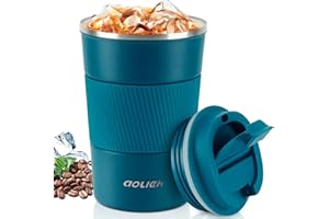 Aolieh Thermobecher, Kaffeebecher mit Auslaufsicherem Deckel, Thermobecher- Isolierbecher, Edelstahl Travel Mug, Kaffeebecher to go für heißes und kaltes Wasser Kaffee Tee (380ML,Blau)