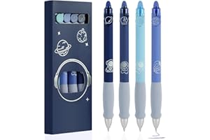 OFFCUP Wymazywalny długopis, 4 niebieskie długopisy kulkowe, wymazywalny długopis żelowy, 0,5 mm, niedźwiedź, kreskówka, wymazywalny długopis, dla dzieci, uczniów, prezent, szkolne, artykuły biurowe