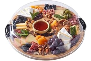 FARBERWARE Build-a-Board Cutting Board with Five Compartments and Clear Locking Lid for Charcuterie, Snacks, and More, Bamboo