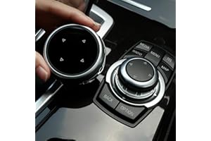 LMYDIDO Auto Multimedia Knob Cover Reemplazo para BMW F10 F20 F30 7 teclas idrive, Negro/Plata Auto Control Multimedia Botón Cubierta Moldura para 1, 3, 5 y 7 (patrón de flecha)
