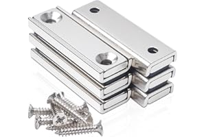 swihorab 6 pezzi 40x13,5x5mm Magneti al neodimio Extra forti, Magneti Forti Grandi Magneti avvitabili Magneti rettangolari Magneti con foro Chiusura magnetica Magnete a testa svasata