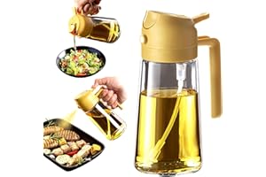 TrendPlain Spruzzino Olio per Friggitrice Aria 470ml, Dosatore Olio 2 in 1, Oliera Spray per Cucina, Insalata e Aceto, Accessori Cucina senza BPA - Giallo