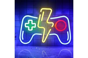 Roadtime Panneau néon en Forme de Jeu, lumières LED néon pour Salle de Jeu, décoration Murale de Chambre à Coucher, Cadeau de Jeu, Lampe Murale néon pour garçons (Bleu)