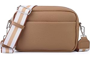 GOLDNICE Crossbody Bag for Women, PU Leather Camera Handbag Ladies Messager Cross-Body, Small Shoulder bag with Adjustable and Removable Wide Strap, Black, Beige, Cream White, Khaki, Grey