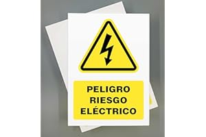 GOYAPRINT Cartel Riesgo Electrico 18x25 cm Pack 2 ud Señal de Seguridad Industrial Alta Tension (Peligro Riesgo Eléctrico)