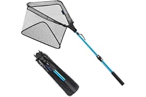 KOMCLUB Retino da pesca a rete telescopica, pieghevole, con manico in alluminio, pieghevole, per trote d'acqua dolce e salata