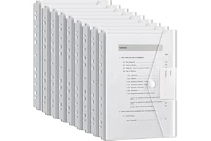 CHILLSILA 12 Stück Dokumentenmappe A4, Registermappen mit 11 Lochrand, Transparent Wasserdicht Dokumententasche Sammelmappen für Dokumente Organisieren