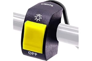 Ourbest Handlebar Switch 12V 7/8inch 22mm On Off Push Button for Bicycle Motorcycle Scooter Headlight/Fog Light/Driving Lamp Toggle Switch Yellow