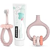 Suavinex, Dental Care Starter Set, Includes: Baby Toothbrush + Gum Massager + Baby Toothpaste, for Gifts, Ergonomic Handles,