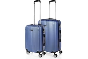 ITACA - Juego De Maletas De Viaje Rígidas Set Maletas De Viaje Ligeras Pack Maletas Viaje. Conjunto Maletas De Viaje con Candado de Combinacion, Azul Zafiro