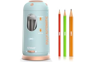 AFMAT Electric Pencil Sharpener, Automatic Rechargeable Pencil Sharpener with Ringdots, Extra Sharp Portable Electric Sharpener,7-11.5mm Colored Pencils Auto in/Out for Home, School, Art Stdio, Blue