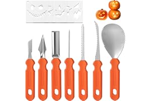 GWAWG Zestaw do rzeźbienia w dyni z 24 szablonami, zestaw do rzeźbienia w dyni, dekoracja na Halloween dla dzieci i rodziny