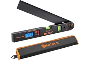 Neoteck Buscador de Ángulo Digital 400mm/16 inch 0~225° Retroiluminado LCD Digital Inclinómetro Transportador Nivel de Ángulo Indicador con Bolsa Portátil para Industriales, Obras de Renovación-Negro