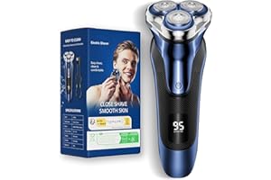 VEAPRIZPER Electric Razor for Men: Rechargeable Beard Shaver-IPX7 Waterproof - Rotary Shavers with Pop up Trimmer and Travel Lock -Led Display - Close Shave(Blue)