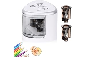 ‎REAQUE REAQUE Elektrischer Anspitzer, Elektrischer Spitzer für Kinder Doppelloch für 6-8mm und 9-12mm, Elektrische Bleistiftspitzer für Schulen, Haushalte, Büros und Klassenzimmer, Kinderfreundlicher