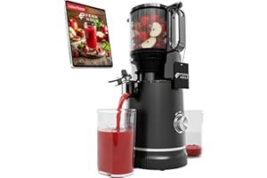 FERNHOLD Entsafter Slow Juicer - Entsafter Gemüse und Obst Testsieger - 130 mm XXL Einfüllschacht, 1,8 L Füllvolumen, Juicer Machine mit 2 Gläsern, 3-fach Edelstahl-Filter, einfache Reinigung, 250W