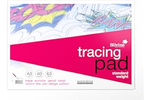 Silvine A3 Everyday Tracing Pad. 40 Sheets of Quality Lightweight Tracing Paper (63gsm) Ref A3T