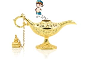 NATEE Aladdin lampa cudowna, złota metalowa dekoracja lampa olejowa, klasyczny artykuł dekoracyjny, lampa genialna na prezent, dekoracja wina (11,5 x 4 x 7,5 cm)