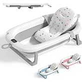 JUPPLIES Foldable Baby Bath with Ergonomic Cushion, Digital Thermometer and Non-Slip Feet | Portable, Compact and Safe for Ne