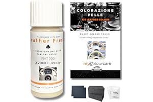 Mycolourcare Kit Ritocco Volante compatibile con Fiat 500 Bianco Avorio Pelle Similpelle Ripristina il Colore dello Sterzo Alternativa al Coprivolante, vernice 3 in 1